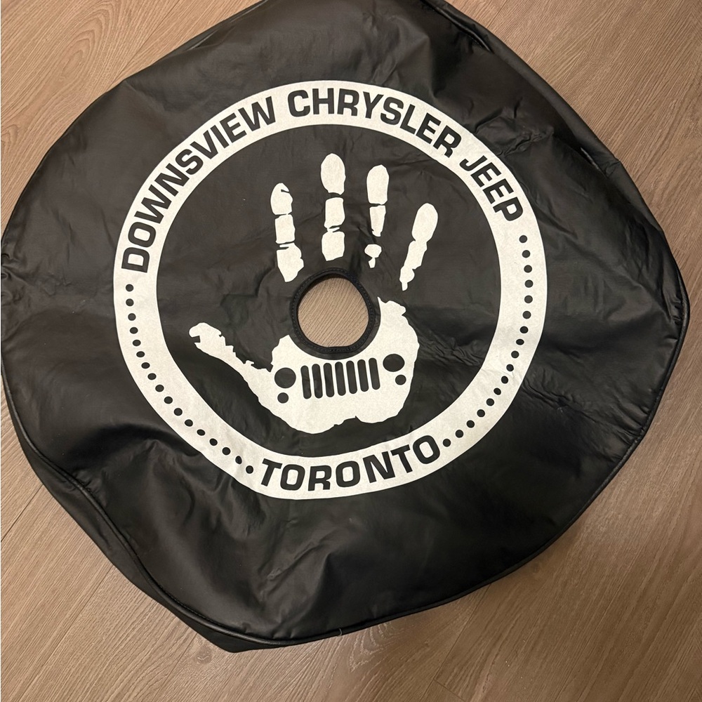 Jeep Black and White Spare Tire Cover with Handprint Logo